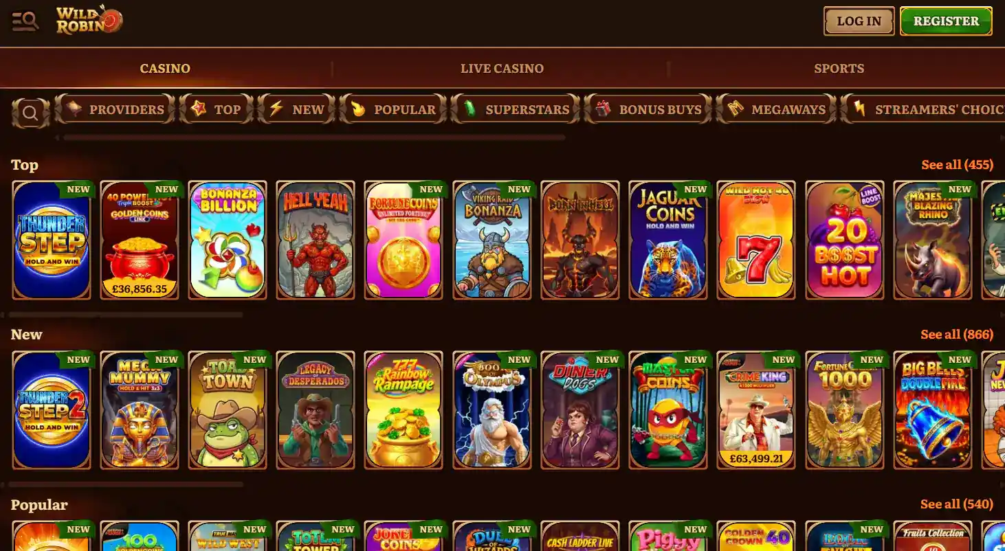 WildRobin Games, Slots and Software Providers